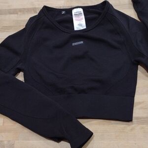 Gymshark Black Long Sleeve Crop Top Size XS